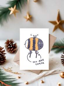 1pc Bee's Knees Greeting Card, Funny Insect Illustration Friendship Birthday Congratulations, Cute Drawing Paper Material