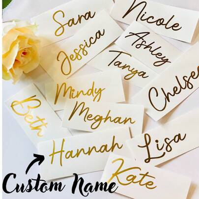1pc Personalized Custom Name Tag Stickers, 3-6 Inch Labels, Name Decal, Custom Decal Stickers, Name Stickers, Date Stickers, DIY Gifts, Handmade, Handwriting, Wedding Stickers, Gift Stickers. Customizable Holographic Name Stickers Wedding Favors, Bridesmaid Proposal Box Adhesive Stylish, Adorable, Colorful Custom, Personalized, Unique School, Multi-Functional, For Valentine's Day, For Father's Day, For Graduation, For Weddings, For Housewarming, Warm Ambience,Fall Decor