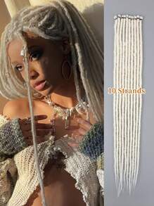 24 英寸合成辫子接发 10 股嬉皮士单头辫子渐变金色 0.6 厘米宽接发雷鬼风格钩针头发适合女性圣诞节新年狂欢音乐节 - 彩色 - 查看 20