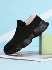 经典儿童袜子鞋，男童透气休闲运动鞋，青少年新款一脚蹬轻便软底步行鞋