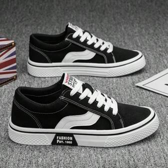 低帮帆布运动鞋，休闲一脚蹬平底鞋，时尚男士鞋