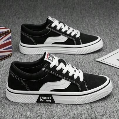 Low-Top Canvas Sneakers, Casual Slip-On Flat Shoes, Fashionable Men's Shoes