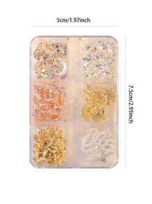 6-Grid Jewelry Light Luxury Alloy Nail Decorations, Containing Various Diamond-Studded Alloy Jewelry, Butterflies, Bells, Cherries, Stars, And Moons Sparkling For Nail Art Design Family DIY