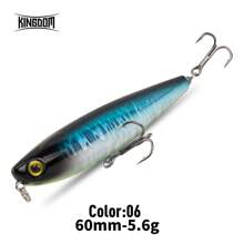 Kingdom Z Dog 顶水表面铅笔鱼饵 60 毫米 5.6 克 90 毫米 11 克三叉钩 Z 型爪浮动硬饵人造铅笔 - 彩色 - 查看 17