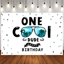 Decoraciones de primer cumpleaños "One Cool Dude" - Telón de fondo, Pancarta "One Cool Dude", Temática de gafas de sol, Pancarta de primer cumpleaños "Cool 1st Birthday", Suministros para la mesa del pastel de fiesta de primer cumpleaños