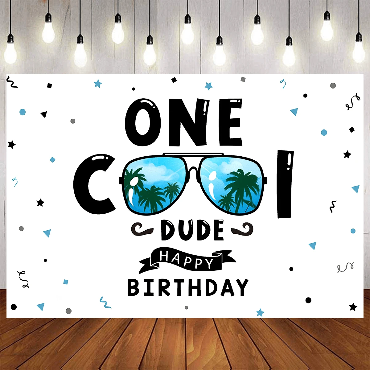 Decoraciones de primer cumpleaños "One Cool Dude" - Telón de fondo, Pancarta "One Cool Dude", Temática de gafas de sol, Pancarta de primer cumpleaños "Cool 1st Birthday", Suministros para la mesa del pastel de fiesta de primer cumpleaños
