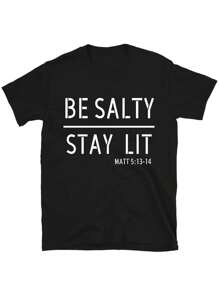 Oversized Style For Women, Be Salty Stay Lit Matthew 5:13-14 Christian Tee, Salty Shirt, Religious Faith Shirt, Christian Clothing, Loose Type Shirt For Women, Perfect For Holiday Parties Or Gift Giving, Soft And Comfortable - màu đen - Xem 3