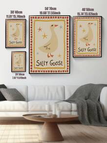 Silly Goose Print, Wall Art, Apartment Decor, Retro Wall Art, Quirky Wall,Nursery Art,Apartment,Bedroom,Living Room,Modern Home Decoration Unframed