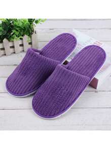 3 Pares de Pantuflas de Felpa de Coral a Rayas - Pantuflas Cálidas Unisex Para el Hogar, Spa, Hotel, Viaje, Boda, Salón - Suaves, Antideslizantes y Sin Fragancia