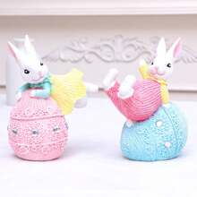 1 件复活节兔子雕像装饰兔子雕塑装饰迷人桌面装饰适合复活节快乐派对家居装饰 - 彩色 - 查看 7