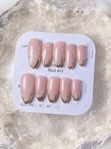 10款手工制作的杏仁形美甲贴片：紫色猫眼款，闪耀夺目；金色镜面粉法式美甲——可爱、精致、简约、时尚、高端