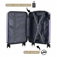 Maleta de Viaje 18 Pulgadas Carry On Rígida, Equipaje de Mano Cabina con 4 ruedas y candado integrado, Variedad de Colores - Morado - Ver 4