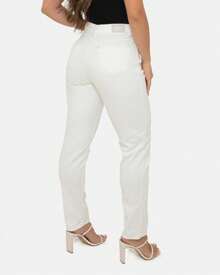 Off Beige Mom Jeans For Women Basic Jeans - Beige - View 4