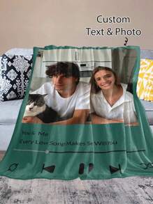 Mantas personalizadas con fotos y nombre, manta personalizada para mantas y mantas de franela a medida, regalos para novia, novio, regalos de pareja personalizados para Navidad, Día de San Valentín, esposa, marido - Multicolor - Ver 4