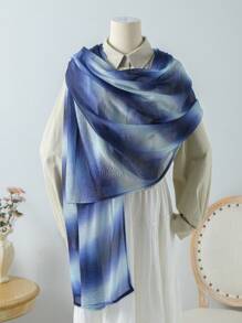 1pc Spring/Summer New Gradient Color Twill Wire Wrinkled Scarf, Muslim Women's Personalized Versatile Headscarf, Daily Travel, Beach Sunscreen Shawl, And Holiday Gifts