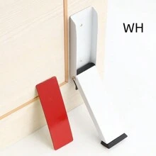 1pc Foldable Stainless Steel Door Stopper With Rubber Tip, Suitable For Home Room Doors