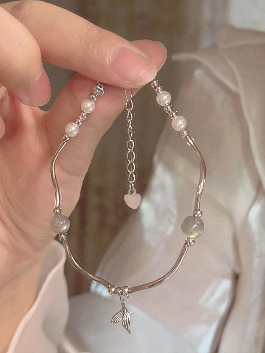 1pc Fish Tail Design Bracelet - Silver - View 1