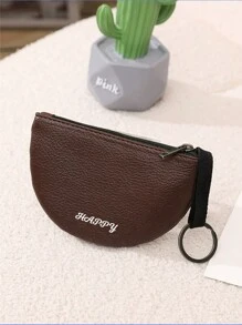 1PC Customizable Litchi Pattern PU Soft Leather Semi-Circular Coin Purse Creative Key Coin Bag For Women And Men - Multicolor - View 11