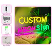 Custom Neon Signs, Neon Name Sign For Home Wall Decor Custom 1low/2low Neon Sign Personalized Holiday Gifts LED Sign Custom Neon Lights For Wedding Birthday Party Light, Christmas Decoration Gift Power By USB/Battery Packs
