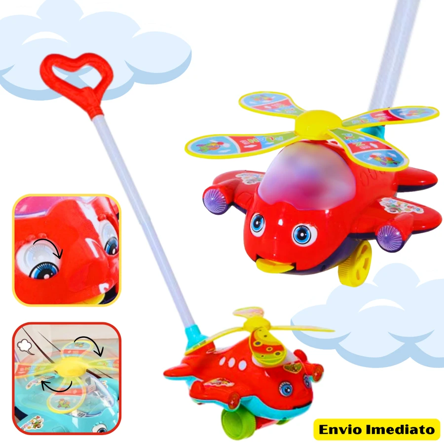 Brinquedo Infantil Para Bebê Empurrar Avião Andarilho de Aprendizagem 12 meses - Vermelho - Visão 1