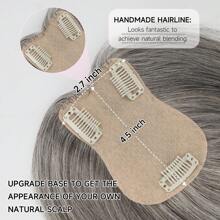 Human Hair Toppers For Women, 10 Inch Clip In Bangs 100% Human Hair Toppersfor Thinning Hair, 360° 3D Cover HairTopper Hair Extensions Hair Pieces With180% Density - Grey - View 4