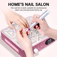 CHRISTINE SHELLY Nail Dust Collector, Cordless Dust Collector Nail Tech, Powerful Vacuum Fan Vent Dust Collector Extractor Dust Suction Machine For Acrylic Nails Polishing, Nail Salon - Hồng - Xem 2
