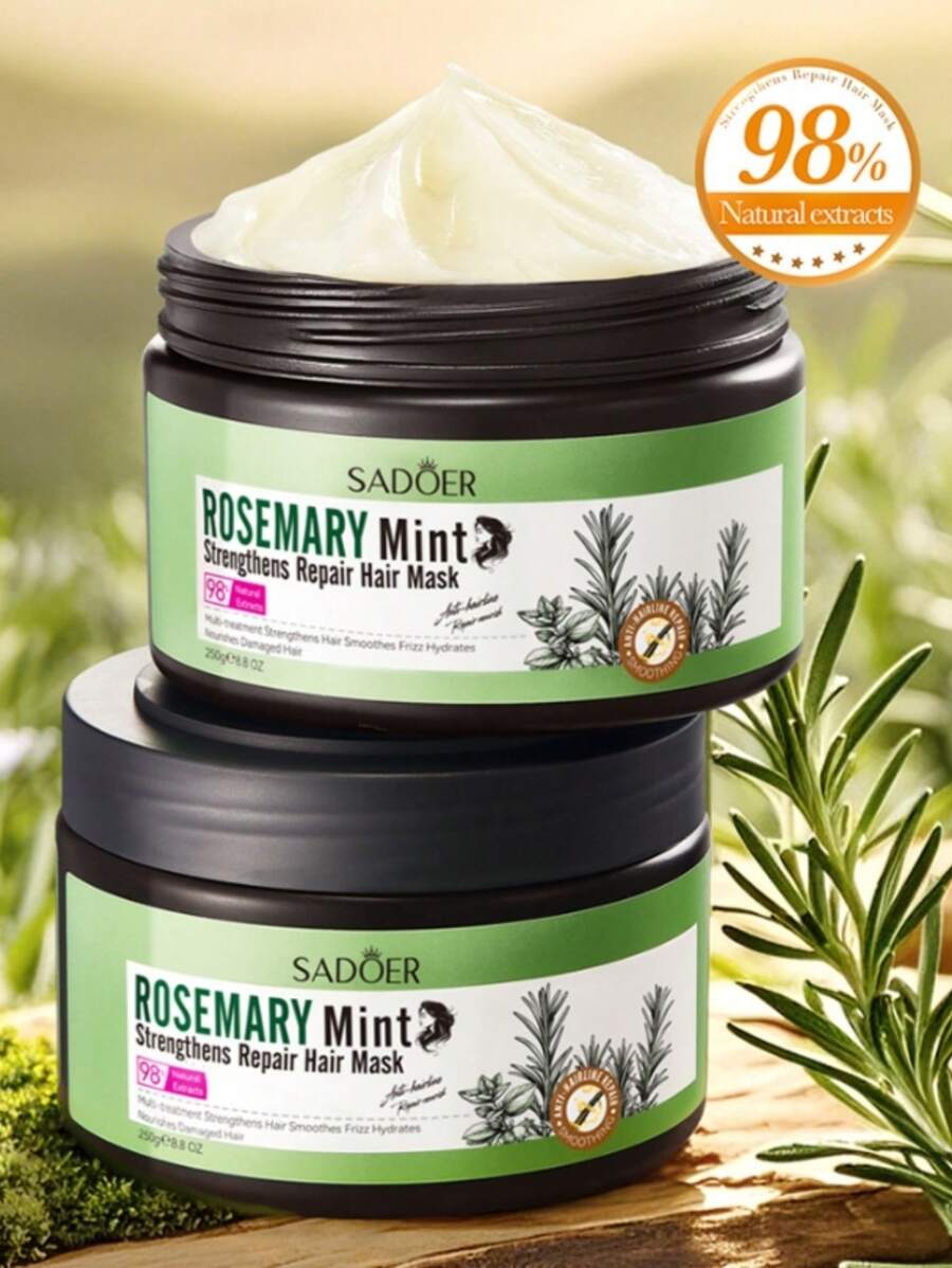Mặt nạ tóc hương thảo bạc hà 250g, giúp tóc chắc khỏe và nuôi dưỡng, giảm khô và chẻ ngọn, dưỡng ẩm và chăm sóc tóc - màu xanh lá - Xem 1