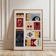 1pc Vintage Matchbox Wall Art Picture Matches Canvas Prints Paintings Retro Matchbook Poster Funky Designs Aesthetic Decor For Bedroom, Living Room, Or Office Apartment Decor Unframed Or Framed