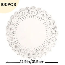 100pcs White Paper Lace Placemats, Decorative Disposable Placemats, Suitable For Desserts, Fried Foods, Wedding Tableware Decor, Cake Packaging - Round/Oval/Rectangular/Heart Shaped - White - View 17