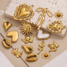 5 件不锈钢时尚太阳心丘比特蝴蝶结吊坠 DIY 项链耳环珠宝配饰制作 - 吊墜 - 查看 4