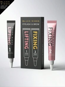 BLACKWINGS 1 par de solución para rizado de pestañas, 1 pieza de 6g de pegamento para rizado de pestañas, rizador de pestañas de silicona, vara para levantamiento de pestañas, herramientas de belleza y maquillaje, almohadillas reutilizables para levantamiento de pestañas