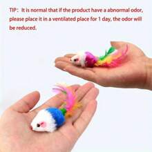 Set de 5 piezas/10 piezas/15 piezas/20 piezas de juguetes de ratón de peluche para gatos para la salud dental - Juego interactivo interior y limpieza de dientes, colores surtidos