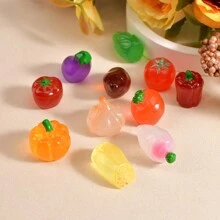 Resin Crafted Miniature Vegetable Decorations For DIY Micro Landscape, Including Eggplant, Garlic, Bell Pepper, Corn Easter Gifts Birthday Graduation - Multicolor - View 1
