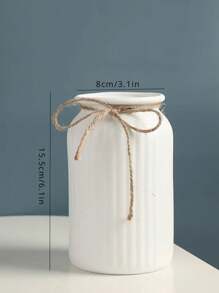 Nordic Style Creative Striped Ceramic-Look Plastic Succulent Planter, Colorful Desktop Decor Flower Vase Gifts Birthday Graduation Home Decor Room Decor Glass Vase - White - View 8