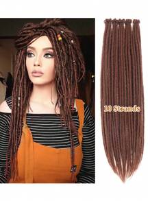 24 英寸合成辫子接发 10 股嬉皮士单头辫子渐变金色 0.6 厘米宽接发雷鬼风格钩针头发适合女性圣诞节新年狂欢音乐节 - 彩色 - 查看 23