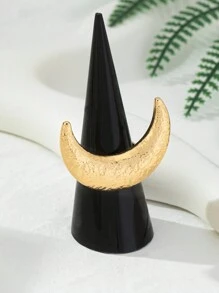 1 pieza Anillo de moda con forma de luna creciente dorada exagerada, apto para fiestas, festivales, celebraciones, Eid Al-Fitr