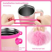 8 件兼容 杯配件，硅胶运动水壶配件套装适用于带手柄的 40 盎司 30 盎司玻璃杯 - 包括水壶手柄带、支架、保护套、钥匙扣饰物、吸管盖 - 紫色 - 查看 7