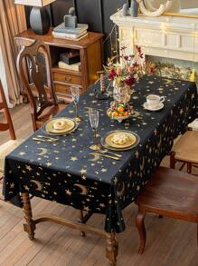 1pc Rectangular Star Pattern Tablecloth, Multiple Size Options, Suitable For Living Room, Dining Room, Home Decor, And Room Decor, Fit For Holiday Party Decoration Or Dining Table Decoration