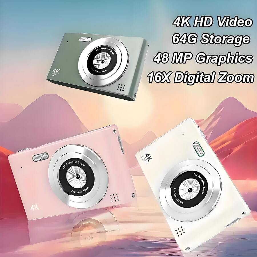 升级版 48MP 4K 超高清数码相机，配备 16 倍数码变焦、USB 充电和 2.4 英寸 LCD，可充电摄影相机适合视频博客和初学者