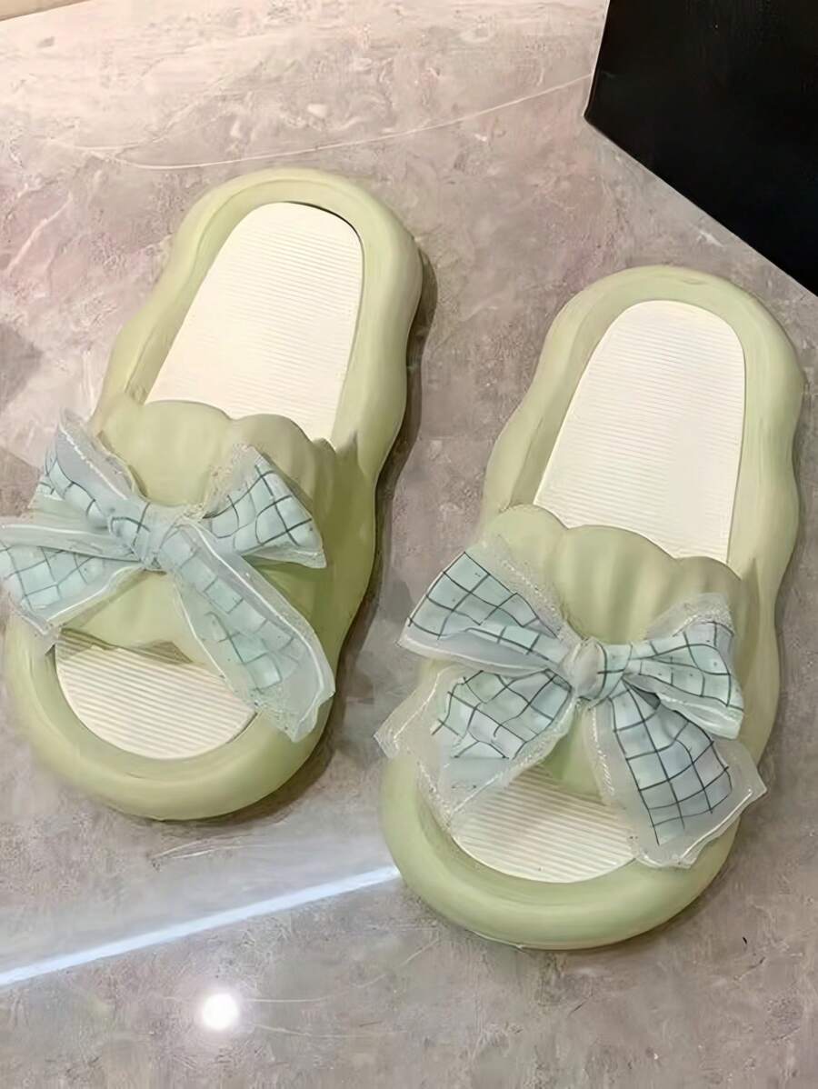 Petal Bowknot Fairy Style Slippers For Women, Thick Sole, Versatile, Indoor/Outdoor Non-Slip, Spring/Summer New Arrival