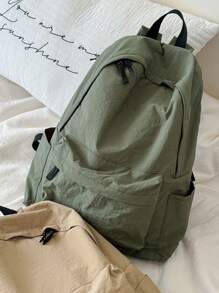 大容量纯色背包 - 綠色 - 查看 4