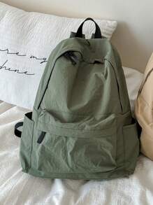 大容量纯色背包 - 綠色 - 查看 3