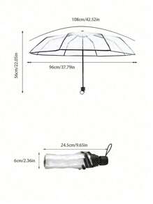 1pc Transparent Folding Umbrella, Self-Open/Close, Plastic, Cute, Thick, Suitable For Students Summer Cooling,Beach,Travel