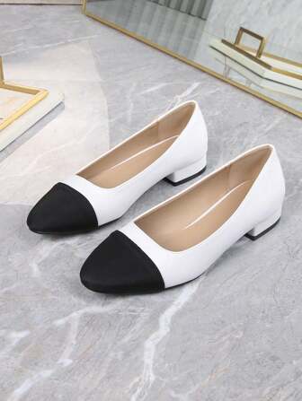 女士低跟一脚蹬乐福鞋，时尚百搭复古风格优雅法式休闲平底拼布鞋