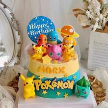 pokemon Set decorativo de 6 piezas de toppers para pastel de Pikachu Pokeball, ideal para mesa de postres y redes sociales