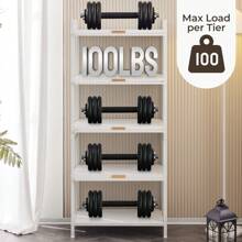 5 Tiers Kitchen Bakers Rack Microwaves Rack Storage Rack Storage Shelf Rack Outdoor Decor - White - View 2