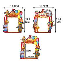 Set de decoración para fiesta de cumpleaños con temática de circo, que incluye banderas de remolque con payaso, elefante y otros elementos, etiquetas, cuerdas y adhesivos, y materiales para decoración de pared de fotos de carnaval - 1 juego/bolsa - Ver 3