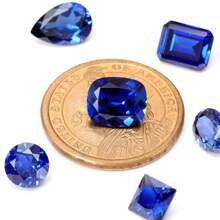 一颗 100% 实验室培育蓝宝石长垫形切割宝石，用于制作吊坠高级珠宝制作材料 DIY - 藍色 - 查看 4