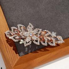 1pc Floral Hairpin With Springs, Rhinestone Elegant Vintage Inspired Hair Clip, Romantic Half-Up Hair Accessory For Women, Suitable For Everyday And Special Occasions Home Bathroom Decor