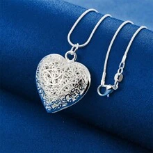 1 pièce Collier pendentif en forme de cœur creux en argent 925 exquis, pour les femmes à la mode, cadeau de mariage, accessoires de bijoux